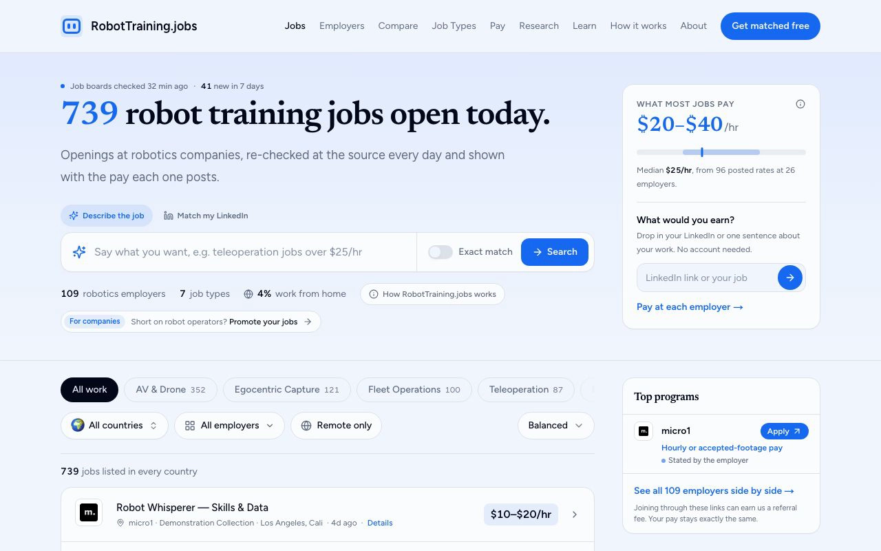 RobotTraining.jobs screenshot